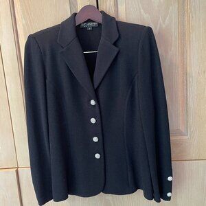 St. Johns Classic Evening Black Knit Jacket with Rhinestone Buttons